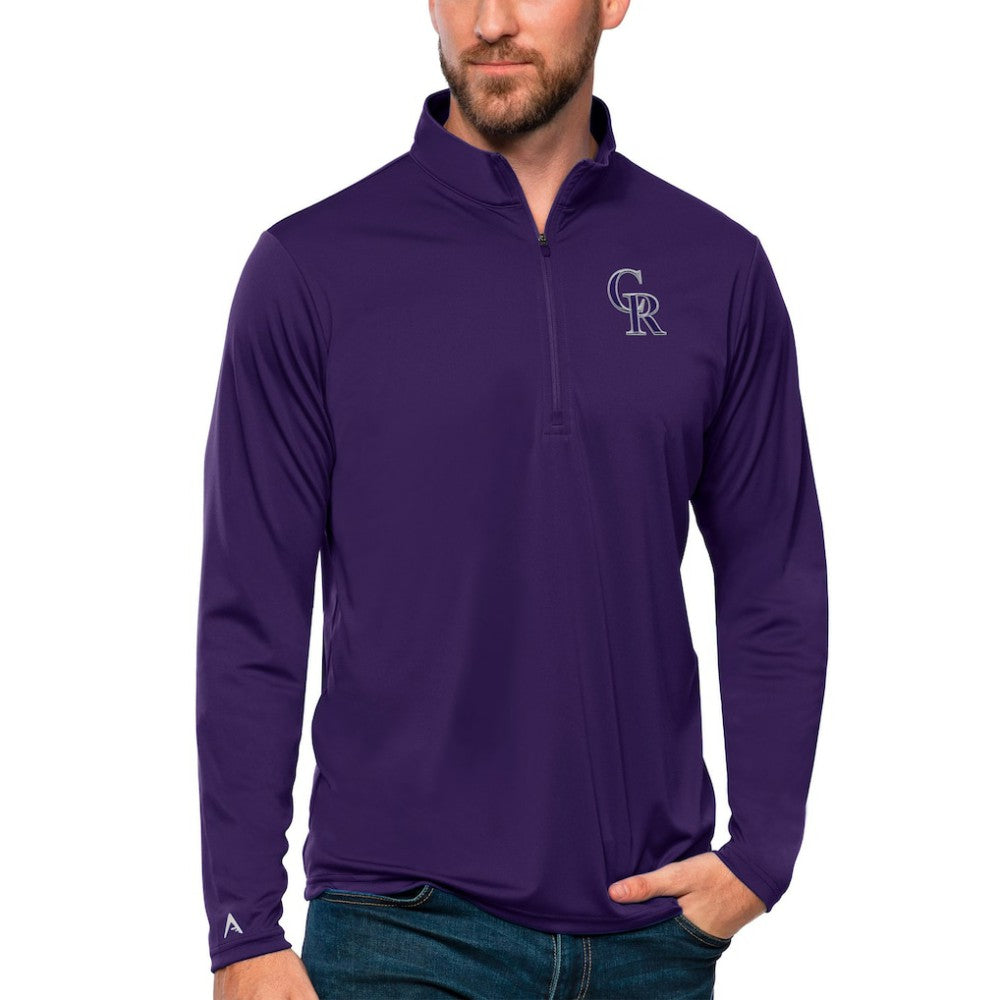 Colorado Rockies Antigua Tribute Quarter-Zip Pullover Top Purple