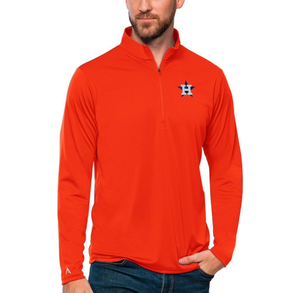 Houston Astros Antigua Tribute Quarter-Zip Pullover Top Orange