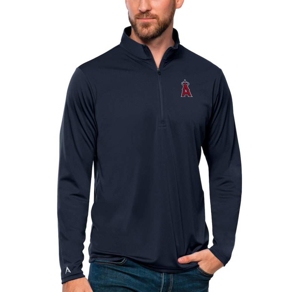 Los Angeles Angels Antigua Tribute Quarter-Zip Pullover Top Navy