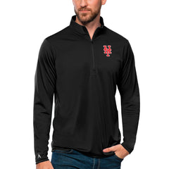 New York Mets Antigua Tribute Quarter-Zip Pullover Top Black
