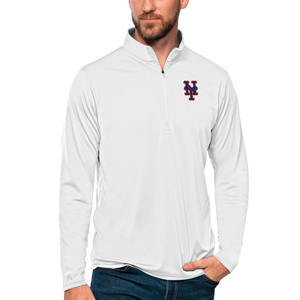 New York Mets Antigua Tribute Quarter-Zip Pullover Top White