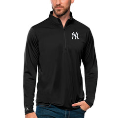 New York Yankees Antigua Tribute Quarter-Zip Pullover Top Black
