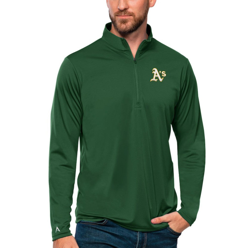 Athletics Antigua Tribute Quarter-Zip Pullover Top Green