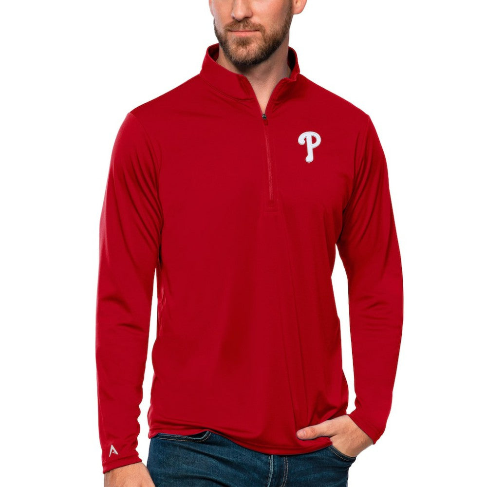 Philadelphia Phillies Antigua Tribute Quarter-Zip Pullover Top Red