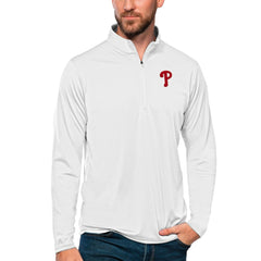 Philadelphia Phillies Antigua Tribute Quarter-Zip Pullover Top White