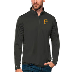 Pittsburgh Pirates Antigua Tribute Quarter-Zip Pullover Top Charcoal