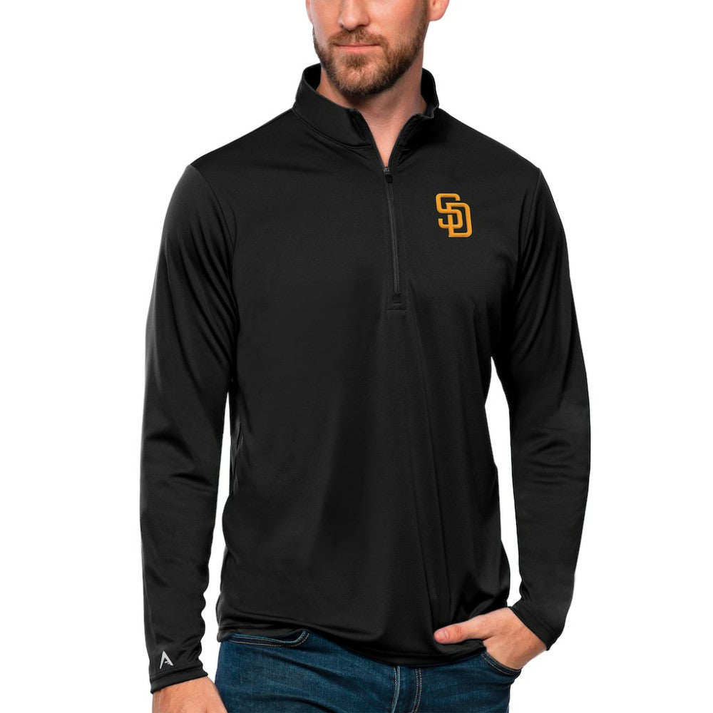 San Diego Padres Antigua Tribute Quarter-Zip Pullover Top Black