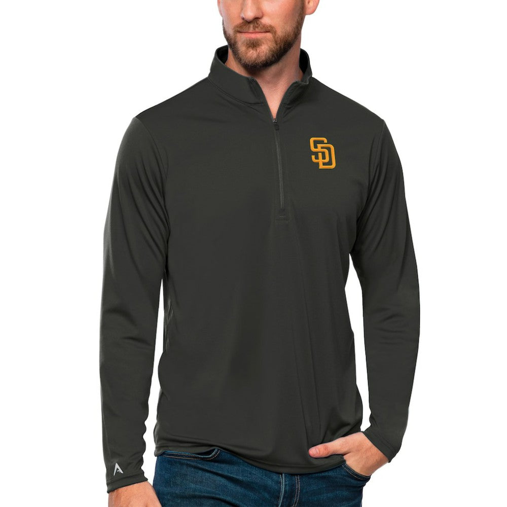 San Diego Padres Antigua Tribute Quarter-Zip Pullover Top Charcoal