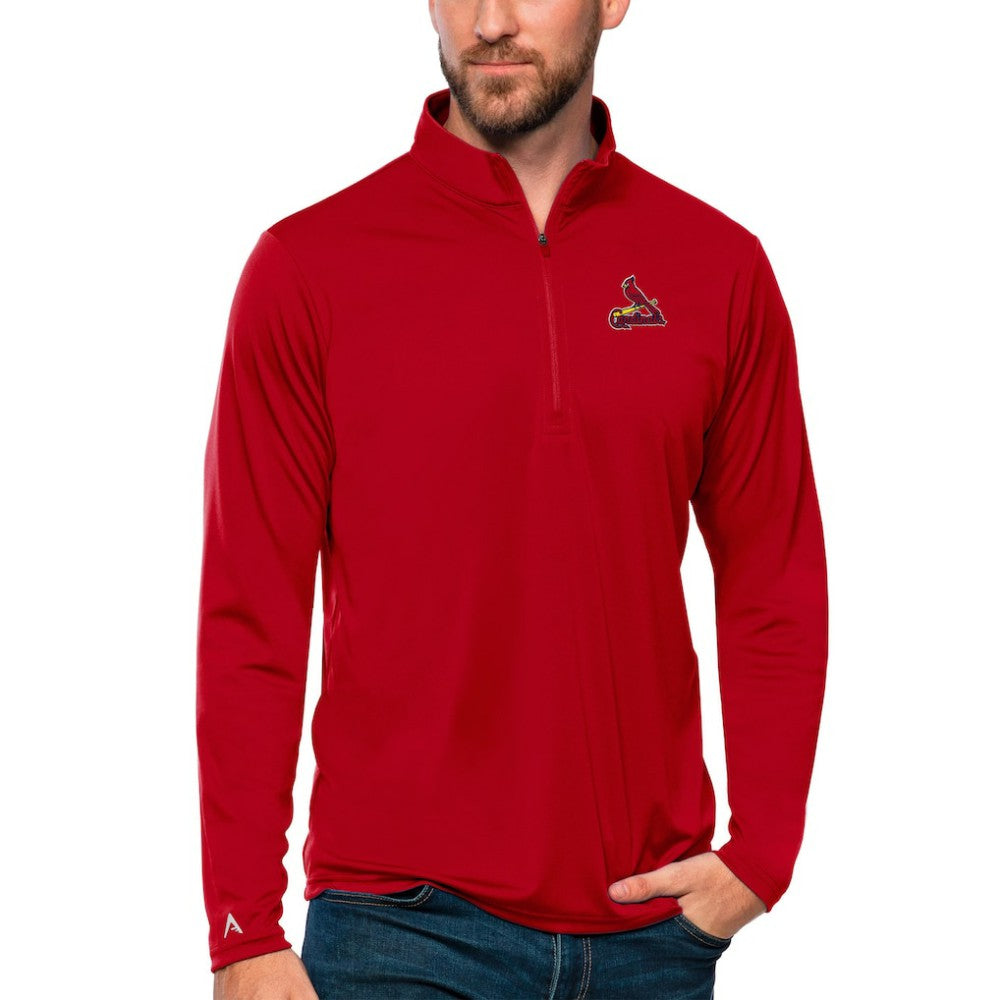 St. Louis Cardinals Antigua Tribute Quarter-Zip Pullover Top Red