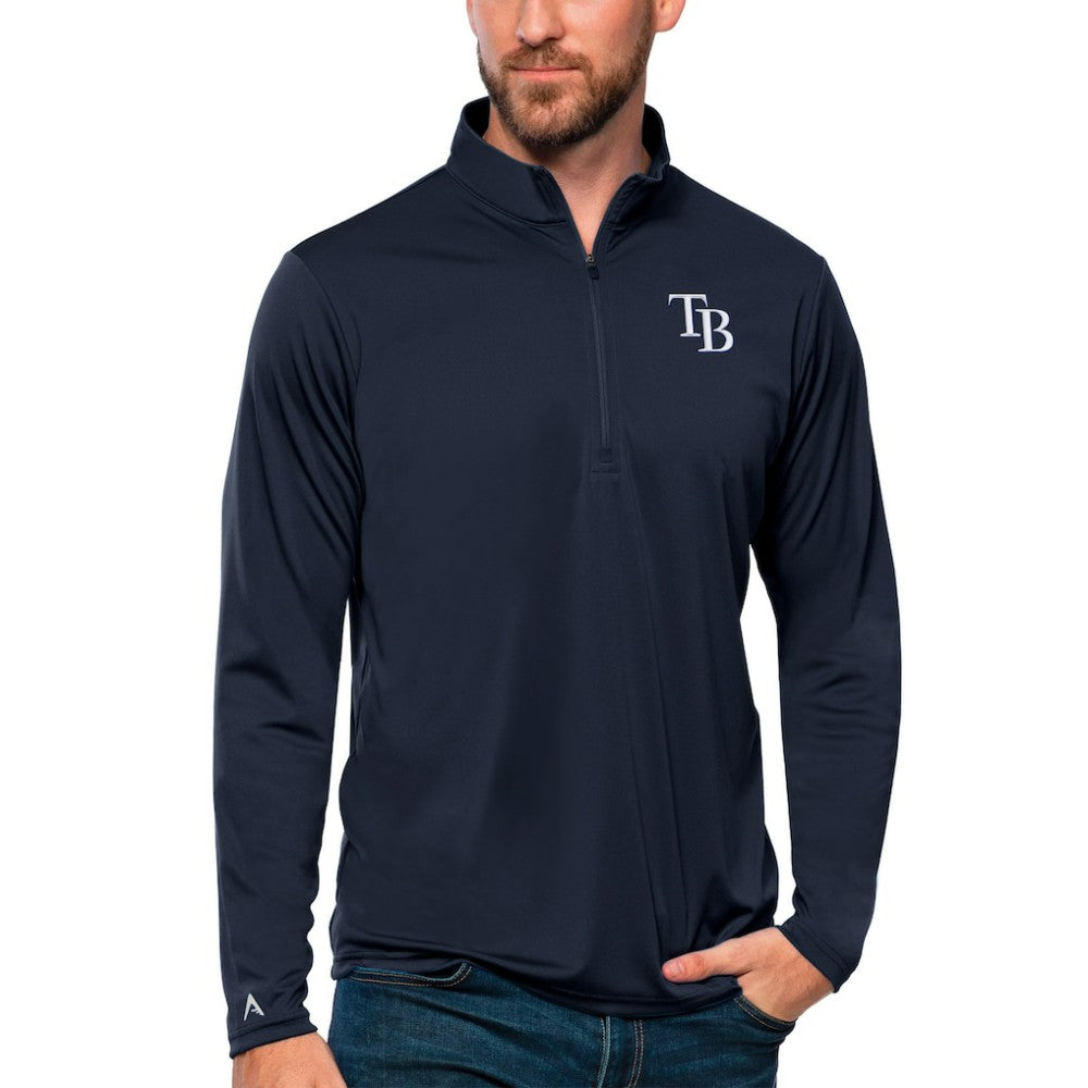 Tampa Bay Rays Antigua Tribute Quarter-Zip Pullover Top Navy