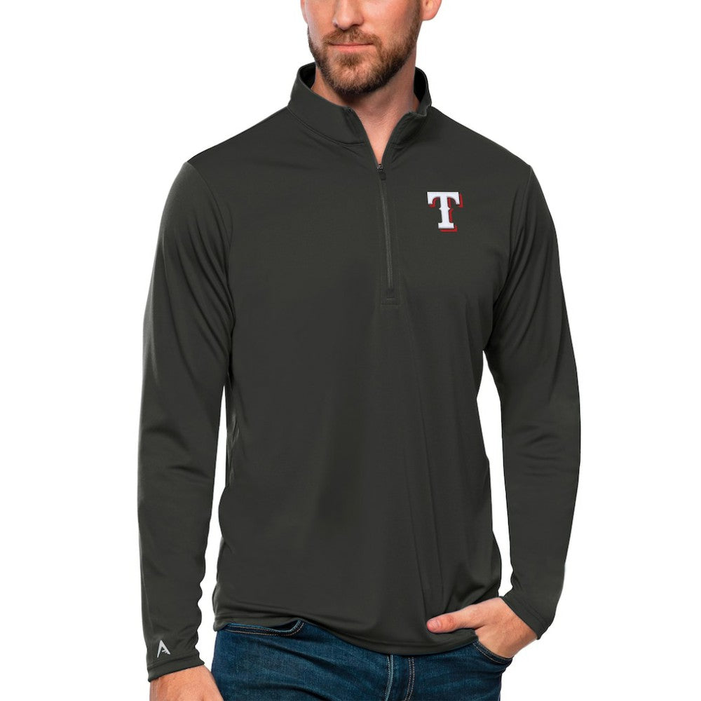 Texas Rangers Antigua Tribute Quarter-Zip Pullover Top Charcoal