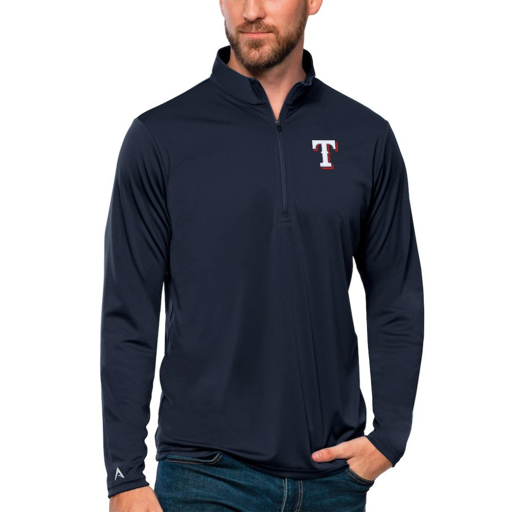 Texas Rangers Antigua Tribute Quarter-Zip Pullover Top Navy