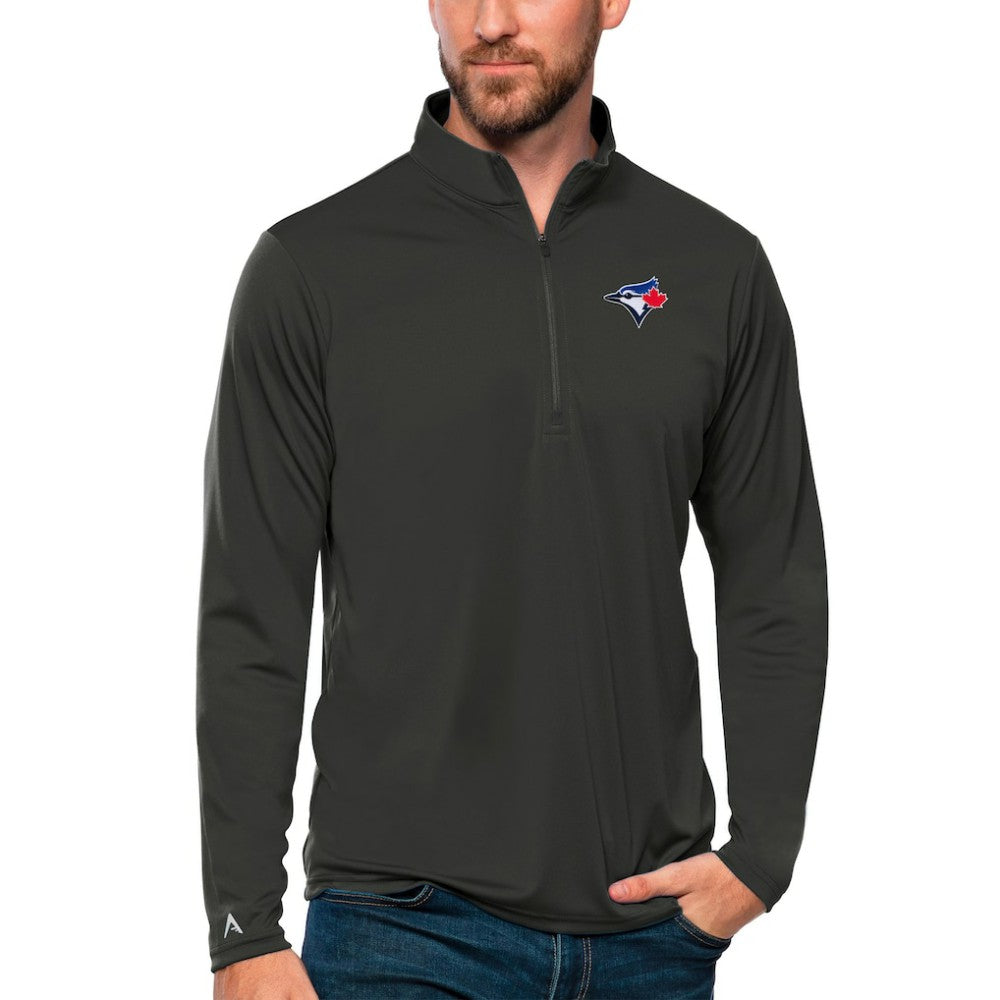 Toronto Blue Jays Antigua Tribute Quarter-Zip Pullover Top Charcoal