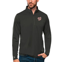 Washington Nationals Antigua Tribute Quarter-Zip Pullover Top Charcoal