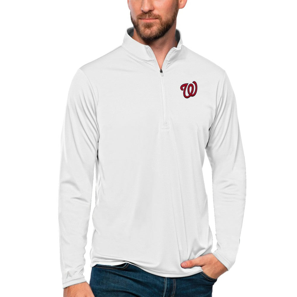 Washington Nationals Antigua Tribute Quarter-Zip Pullover Top White
