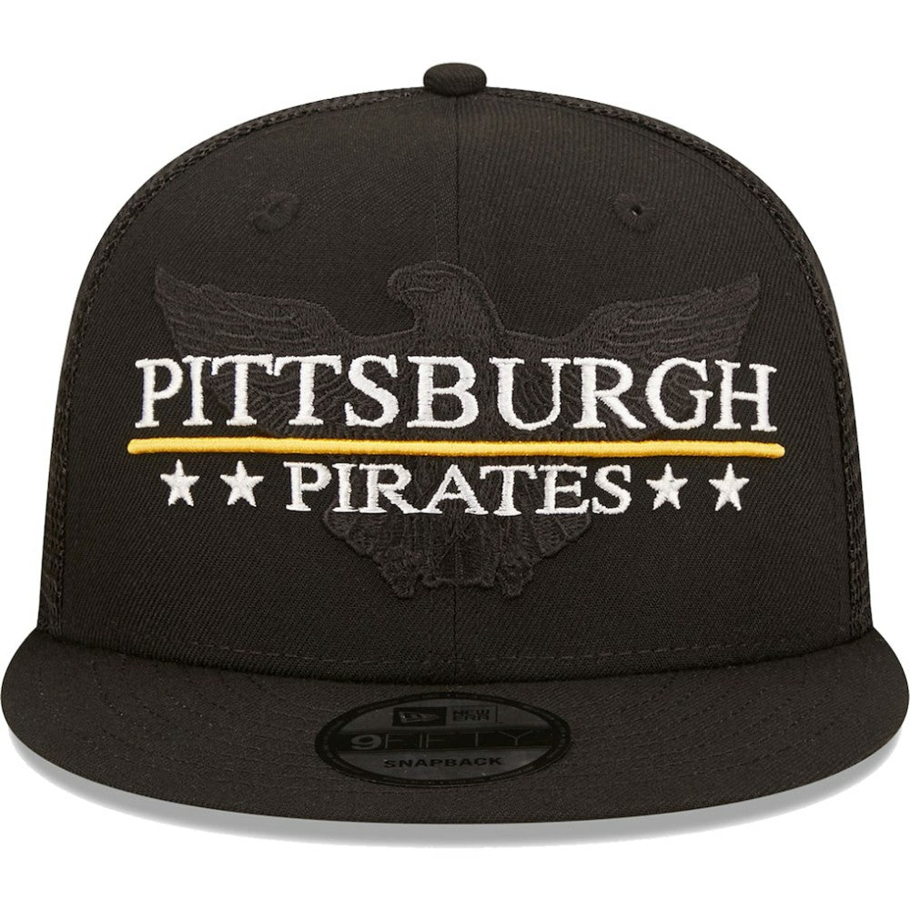 Pittsburgh Pirates Patriot Trucker 9FIFTY Snapback Hat Black