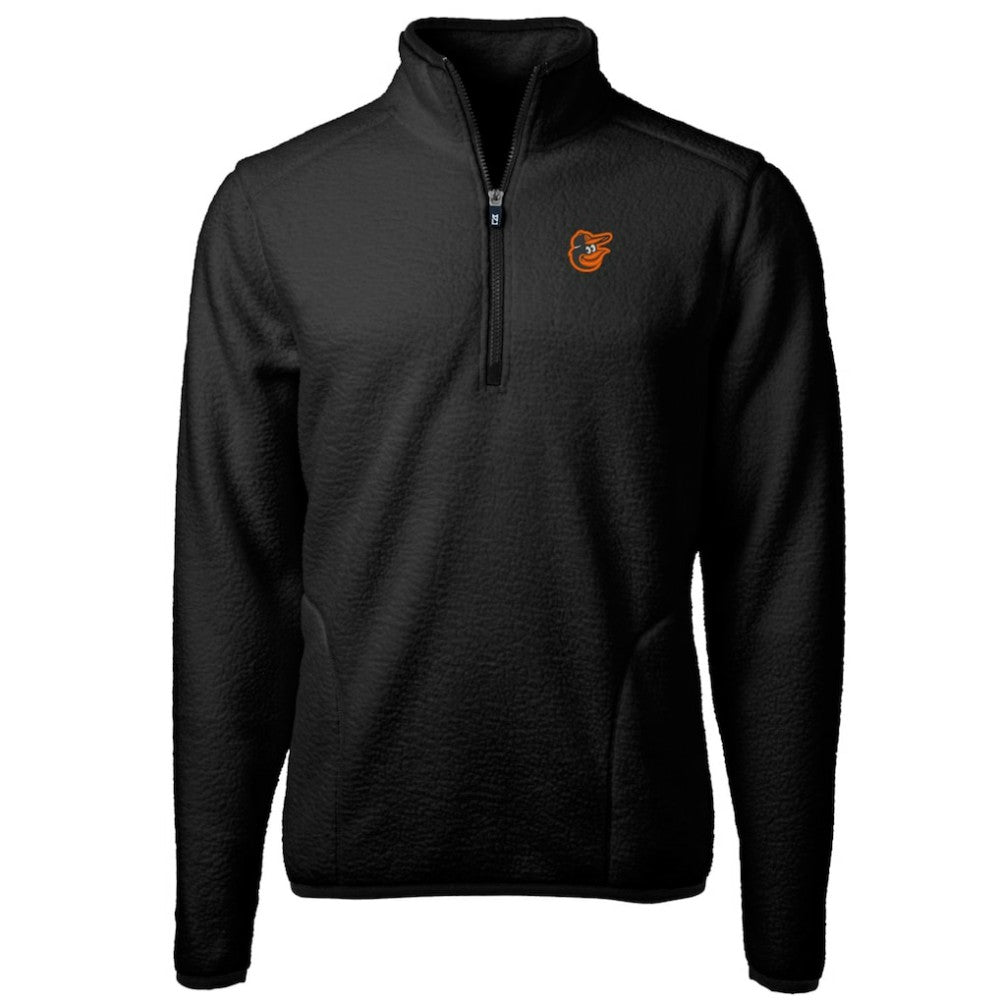 Baltimore Orioles Cutter & Buck Big & Tall Cascade Eco Sherpa Fleece Quarter-Zip Pullover Jacket Black