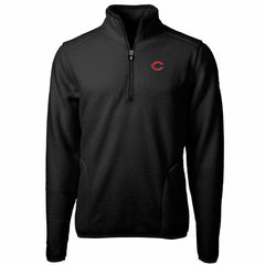 Cincinnati Reds Cutter & Buck Big & Tall Cascade Eco Sherpa Fleece Quarter-Zip Pullover Jacket Black