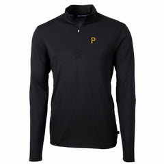 Pittsburgh Pirates Cutter & Buck Big & Tall Virtue Eco Pique Quarter-Zip Pullover Jacket Black
