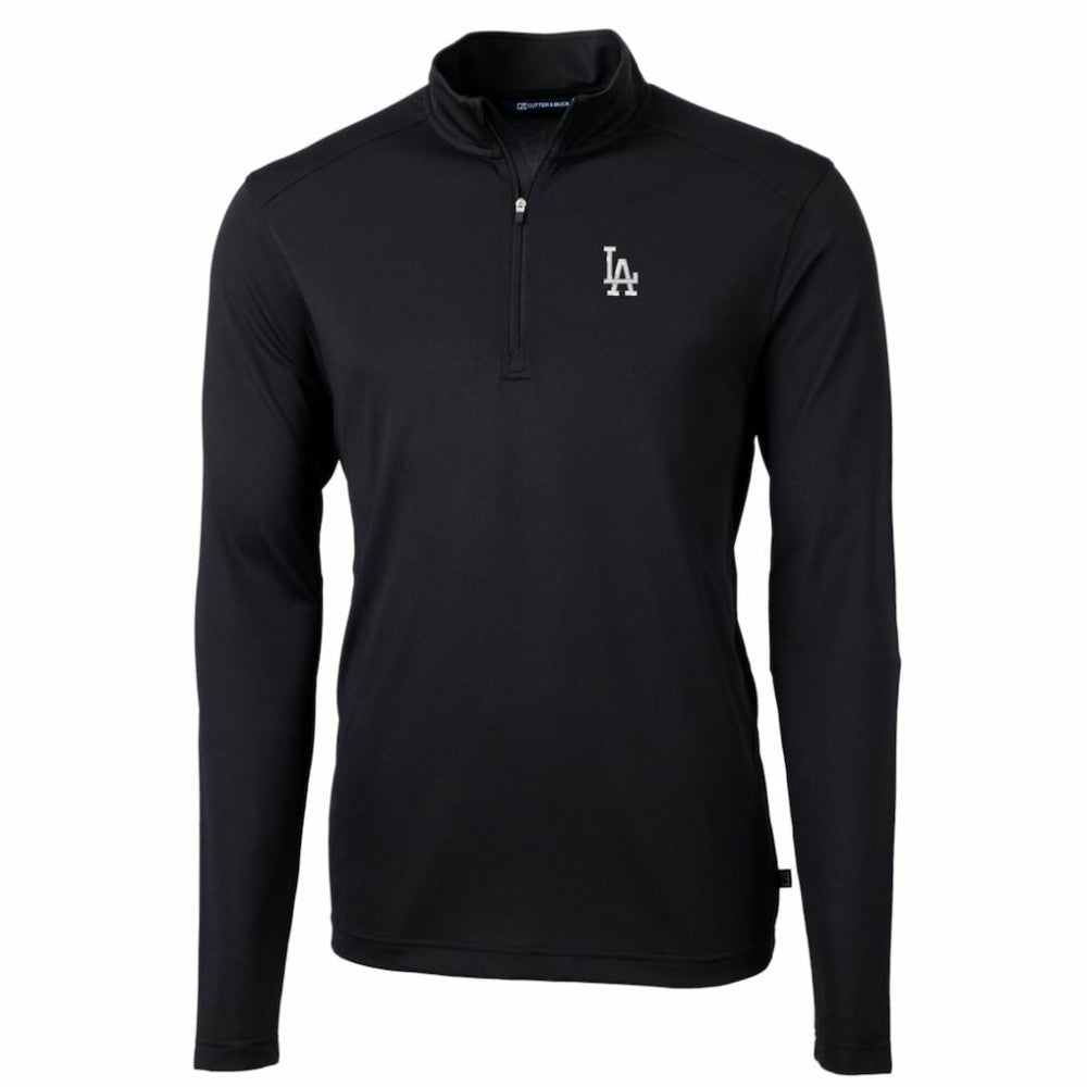 Los Angeles Dodgers Cutter & Buck Big & Tall Virtue Eco Pique Quarter-Zip Pullover Jacket Black