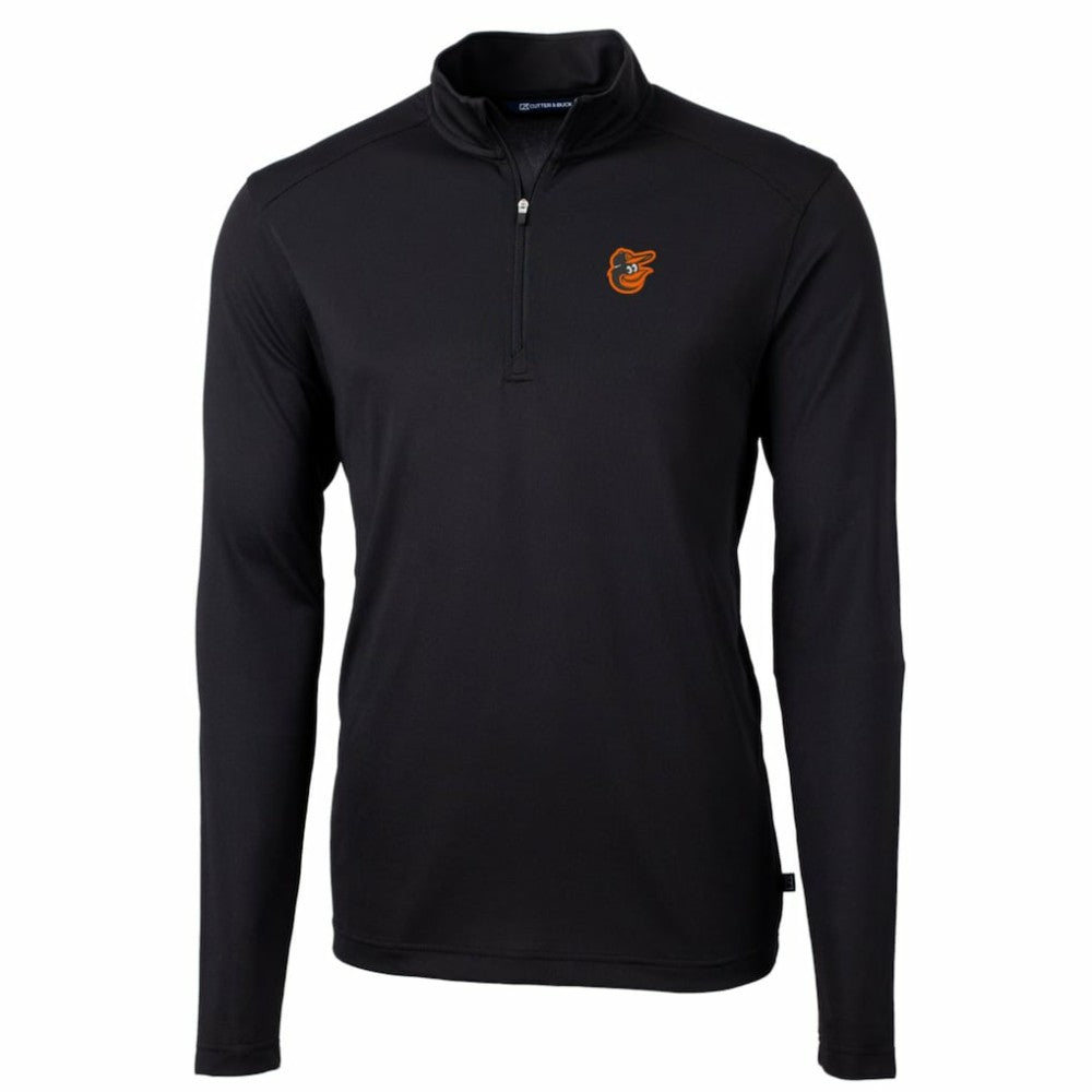 Baltimore Orioles Cutter & Buck Big & Tall Virtue Eco Pique Quarter-Zip Pullover Jacket Black