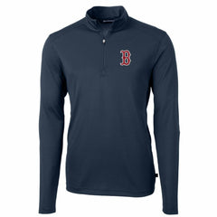 Boston Red Sox Cutter & Buck Big & Tall Virtue Eco Pique Quarter-Zip Pullover Jacket Navy