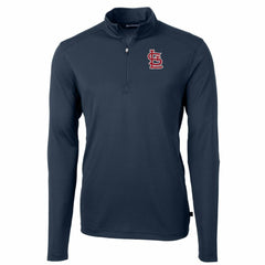 St. Louis Cardinals Cutter & Buck Big & Tall Virtue Eco Pique Quarter-Zip Pullover Jacket Navy