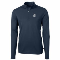 Detroit Tigers Cutter & Buck Big & Tall Virtue Eco Pique Quarter-Zip Pullover Jacket Navy