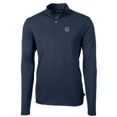 Chicago Cubs Cutter & Buck Big & Tall Virtue Eco Pique Quarter-Zip Pullover Jacket Navy