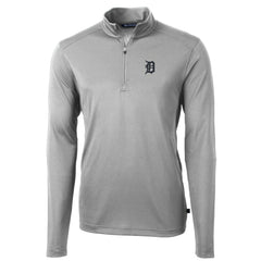 Detroit Tigers Cutter & Buck Big & Tall Virtue Eco Pique Quarter-Zip Pullover Jacket Gray