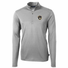 Milwaukee Brewers Cutter & Buck Big & Tall Virtue Eco Pique Quarter-Zip Pullover Jacket Gray