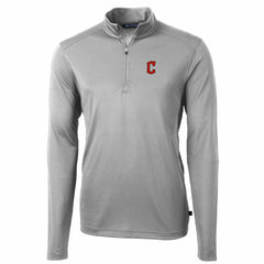 Cleveland Guardians Cutter & Buck Big & Tall Virtue Eco Pique Quarter-Zip Pullover Jacket Gray