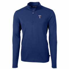 Texas Rangers Cutter & Buck Big & Tall Virtue Eco Pique Quarter-Zip Pullover Jacket Royal