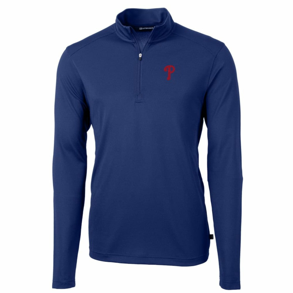 Philadelphia Phillies Cutter & Buck Big & Tall Virtue Eco Pique Quarter-Zip Pullover Jacket Royal