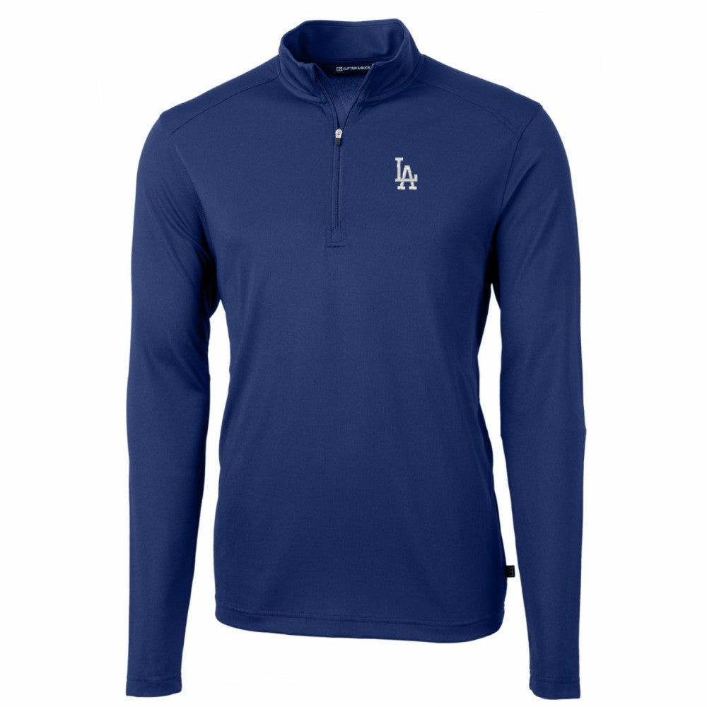 Los Angeles Dodgers Cutter & Buck Big & Tall Virtue Eco Pique Quarter-Zip Pullover Jacket Royal