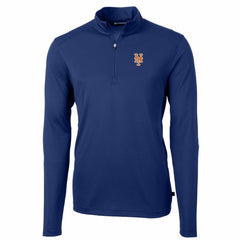 New York Mets Cutter & Buck Big & Tall Virtue Eco Pique Quarter-Zip Pullover Jacket Royal