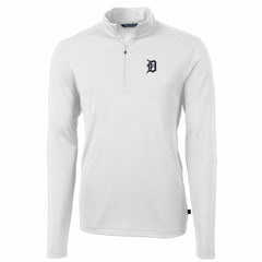 Detroit Tigers Cutter & Buck Big & Tall Virtue Eco Pique Quarter-Zip Pullover Jacket White