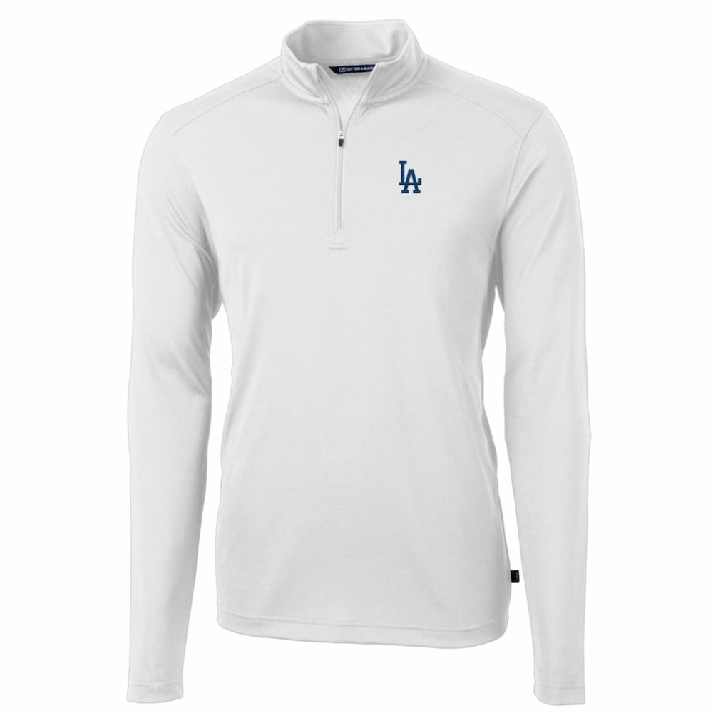 Los Angeles Dodgers Cutter & Buck Big & Tall Virtue Eco Pique Quarter-Zip Pullover Jacket White