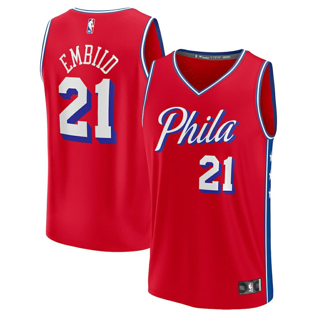 Joel Embiid Philadelphia 76ers Fast Break Replica Player Jersey - Statement Edition - Red cheap