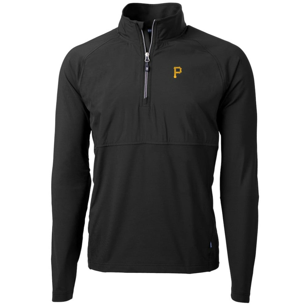Pittsburgh Pirates Cutter & Buck Adapt Eco Knit Hybrid Recycled Quarter-Zip Pullover Jacket Black