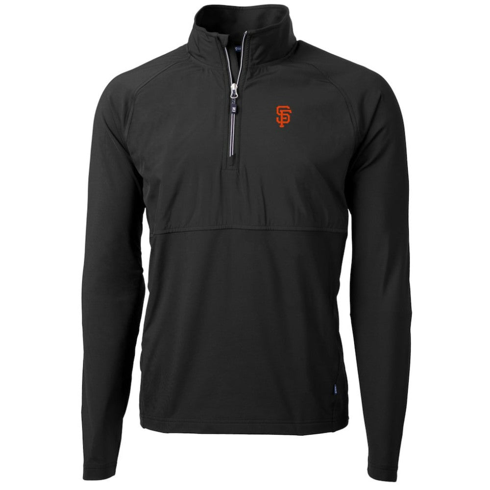 San Francisco Giants Cutter & Buck Adapt Eco Knit Hybrid Recycled Quarter-Zip Pullover Jacket Black