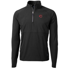 Cincinnati Reds Cutter & Buck Adapt Eco Knit Hybrid Recycled Quarter-Zip Pullover Jacket Black