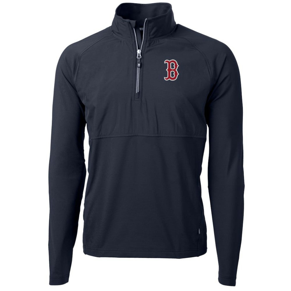 Boston Red Sox Cutter & Buck Adapt Eco Knit Hybrid Recycled Quarter-Zip Pullover Jacket Navy