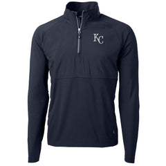 Kansas City Royals Cutter & Buck Adapt Eco Knit Hybrid Recycled Quarter-Zip Pullover Jacket Navy