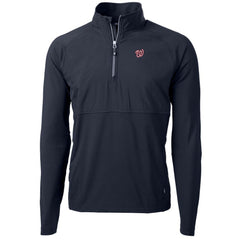 Washington Nationals Cutter & Buck Adapt Eco Knit Hybrid Recycled Quarter-Zip Pullover Jacket Navy