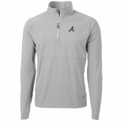 Atlanta Braves Cutter & Buck Adapt Eco Knit Hybrid Recycled Quarter-Zip Pullover Jacket Gray