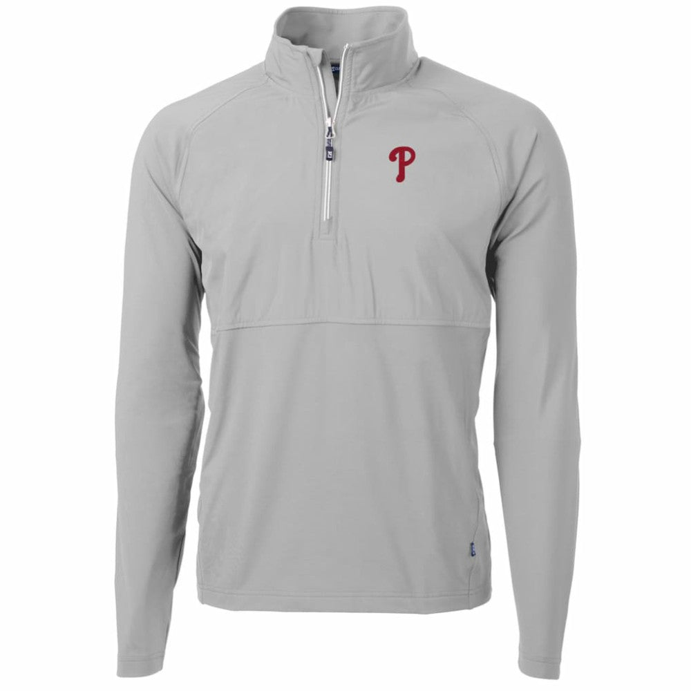 Philadelphia Phillies Cutter & Buck Adapt Eco Knit Hybrid Recycled Quarter-Zip Pullover Jacket Gray