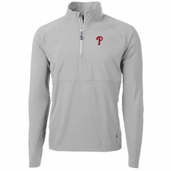Philadelphia Phillies Cutter & Buck Adapt Eco Knit Hybrid Recycled Quarter-Zip Pullover Jacket Gray