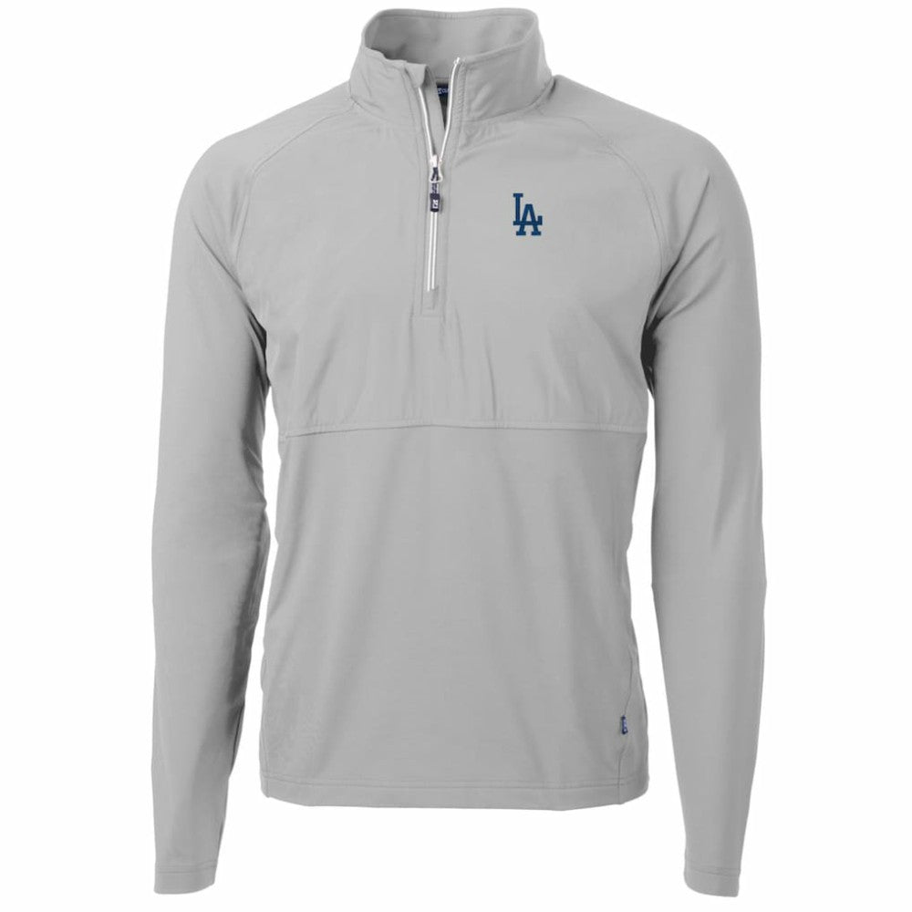 Los Angeles Dodgers Cutter & Buck Adapt Eco Knit Hybrid Recycled Quarter-Zip Pullover Jacket Gray