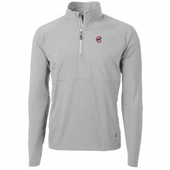 Chicago Cubs Cutter & Buck Adapt Eco Knit Hybrid Recycled Quarter-Zip Pullover Jacket Gray